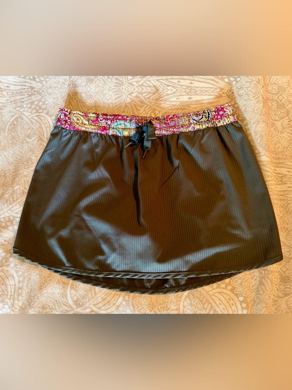 prAna Olive Green Active Hiking Skort Paisley Patterned Waistband
